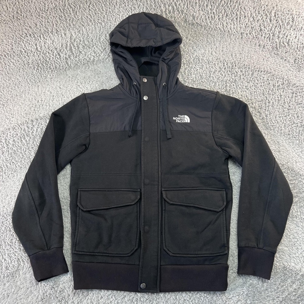 The North Face Rivington Jacket Mens Small Black Hooded Fleece Gorpcore Bomber - Picture 1 of 7